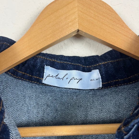 Petal & Pup Denim Button Front Tie Mini Dress Size Small - Picture 2 of 6
